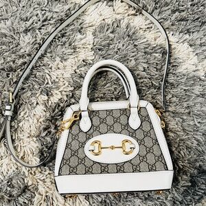 Horsebit 1955 Mini Top Handle Bag GG Supreme/White